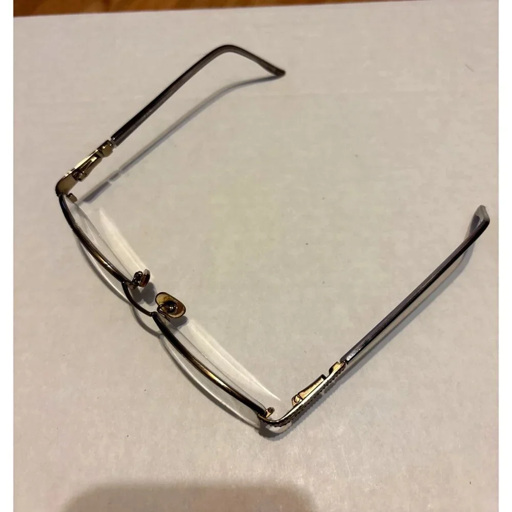 Vtg Marchon Oval Gold-Tone Eyeglasses With Intricate Side Details Frames only